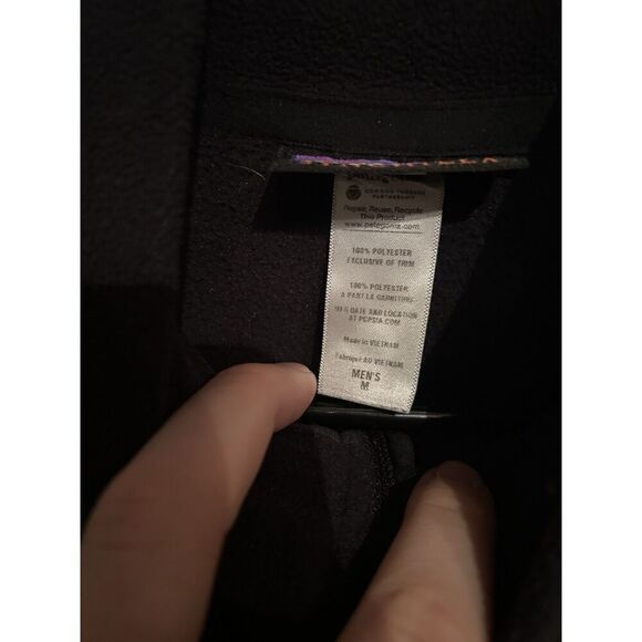 Patagonia Mens Medium Synchilla Mens Medium 1/4 Zip Pullover Black Lightweight - Picture 7 of 7